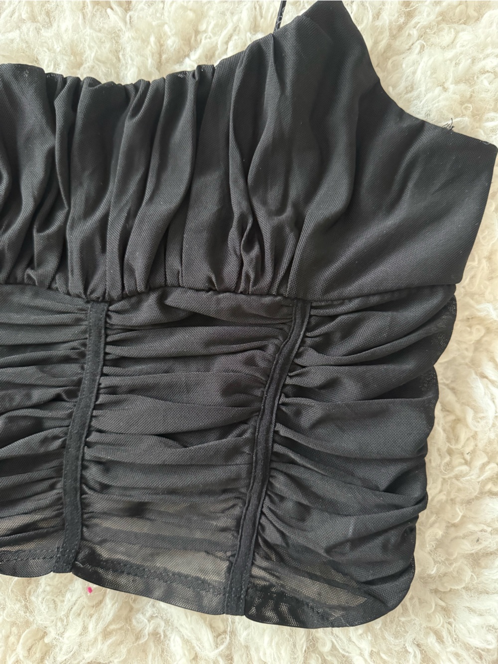 Princess Polly Black Ruched Crop Cami  / 90’s Edgy/ Dark Feminine / Alternative - Picture 4 of 13